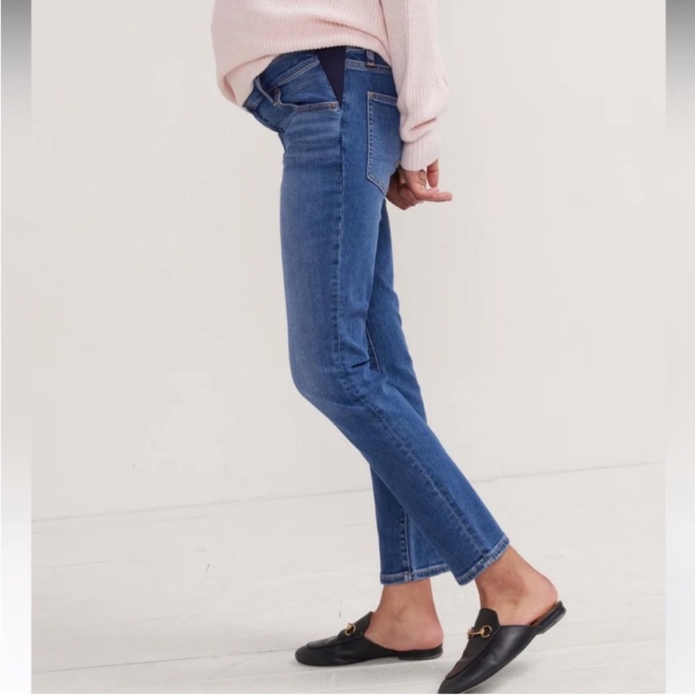Hatch Strong Like Mama Slim Straight Maternity Jeans Medium Wash Size 25 Women’s
